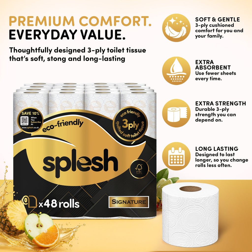Splesh Toilet Roll Signature Scented 48 Rolls|Quilted 3-Ply Soft Toilet Paper