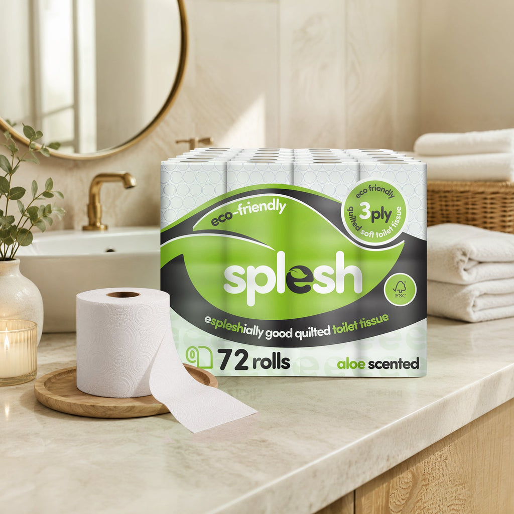 Splesh Toilet Roll Eco-Friendly, Soft & Quilted, Aloe Vera (72 Rolls)