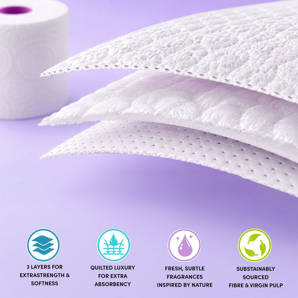 Splesh Quilted Luna Bloom 3-Ply Luxury Scented Toilet Tissue Paper, 24 Rolls
