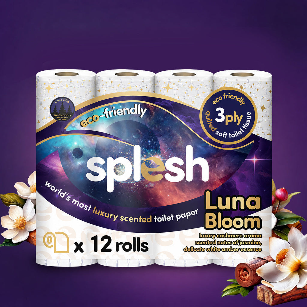 Splesh Quilted Luna Bloom 3-Ply Luxury Scented Toilet Tissue Paper, 12 Rolls